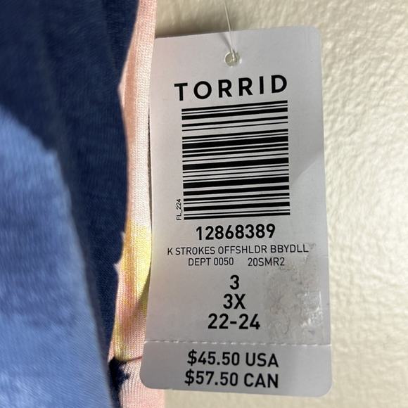 Torrid NWT Babydoll Super Soft Tie-Front Off-Shoulder Top - Picture 6 of 6